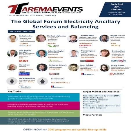Annual  european electricity ancillary and balancing forum 23rd 24th november...