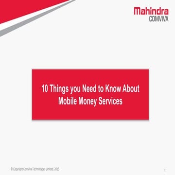 10 Things You Need to Know about Mobile Money Services 