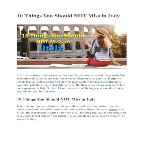 10 Things You Should NOT Miss in Italy | PDF