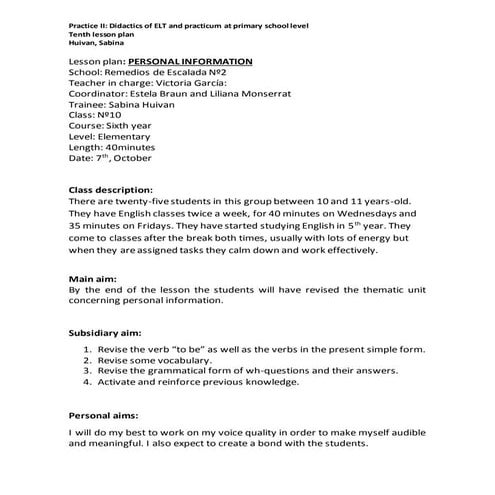 10th lesson plan | DOCX