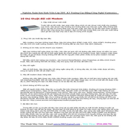 10 thủ thuật đối với modem
