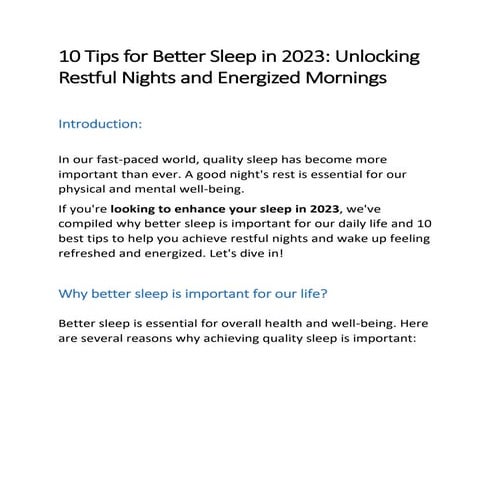 5 Top Tips To Help You Sleep Better | PDF
