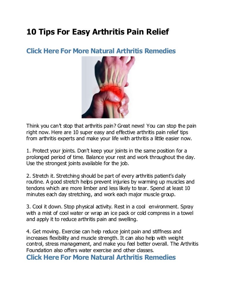 10 Tips For Natural Arthritis Relief