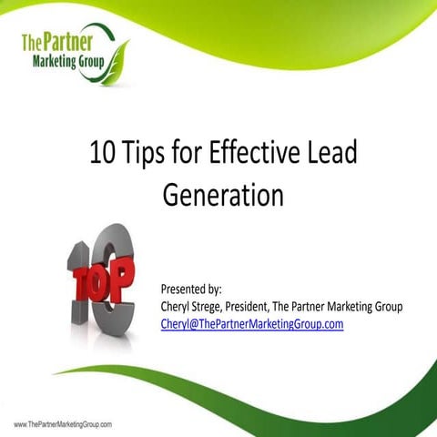 10 Tips For Effective Lead Generation   The Partner Marketing Group