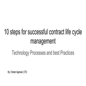 10 Tips For Successful Contract Life Cycle Management