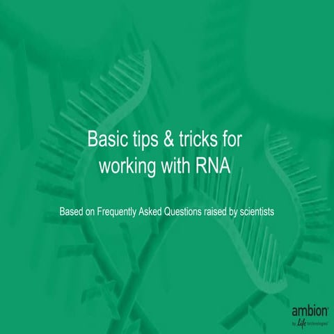 10 tips for working with RNA 