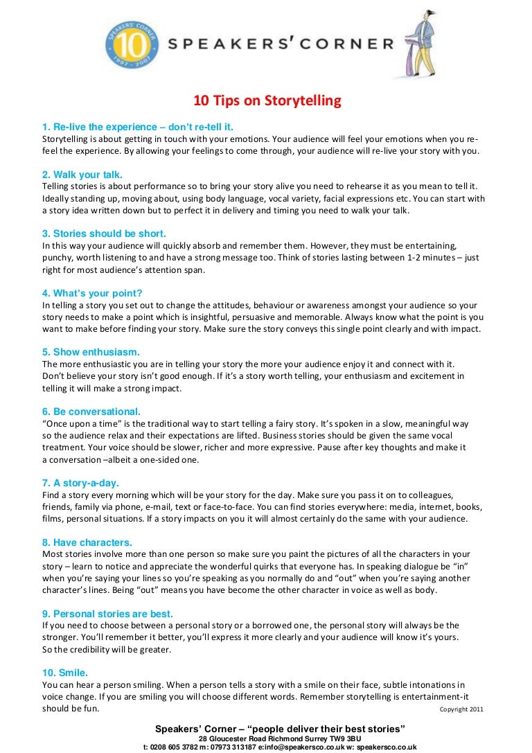10 Tips On Storytelling
