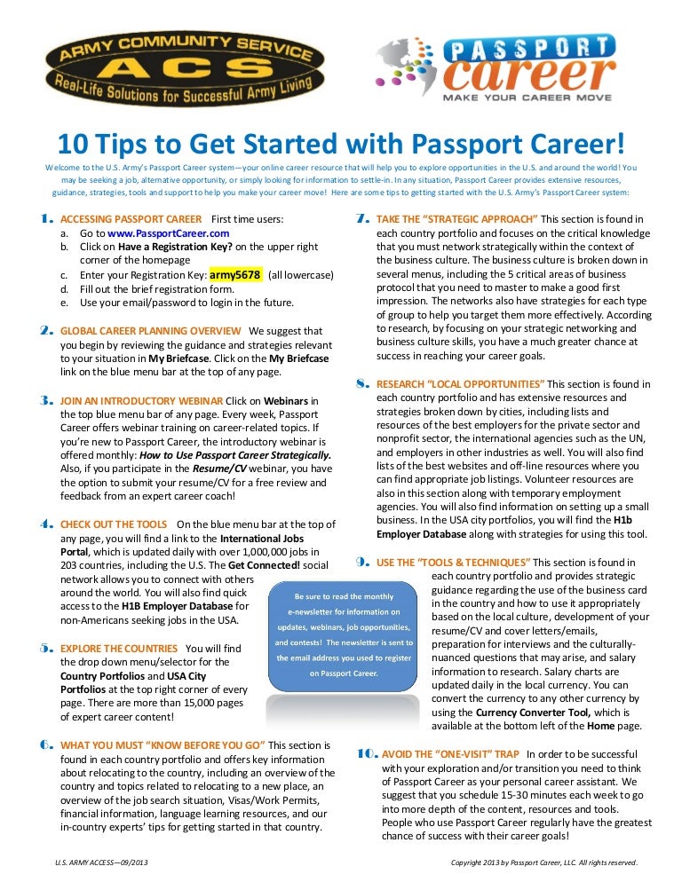10 Tips To Get Started with Passport Career