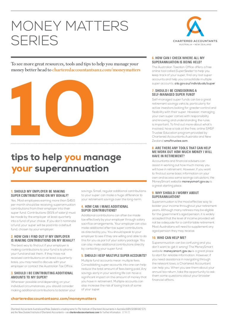 10 Tips To Help You Manage Your Superannuation - 