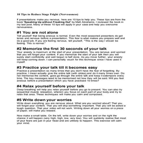 10 tips to reduce stage fright
