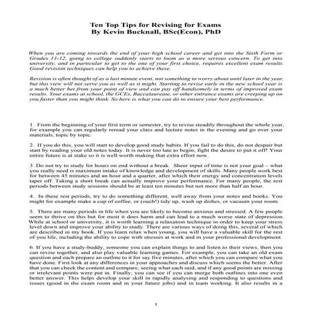 10 top tips for revising for exams