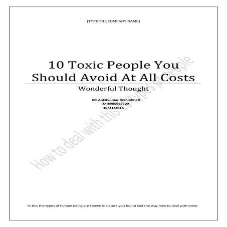 10 toxic people you should avoid at all costs
