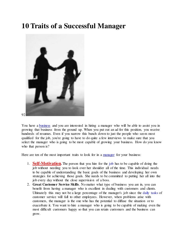 10 traits of a successful manager