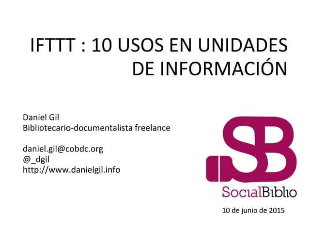 IFTTT: 10 usos en Unidades de Información