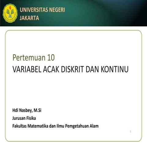 Statistika Dasar (10) variable acak | PPT