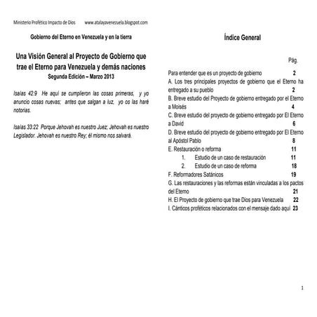 10 vision general al proyecto de gobierno que trae el eterno para venezuela y...