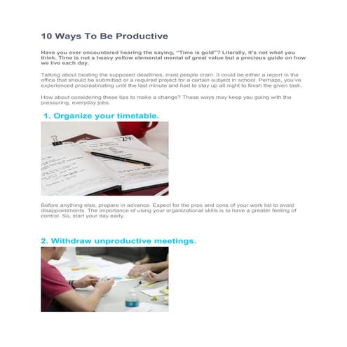 10 ways to be productive