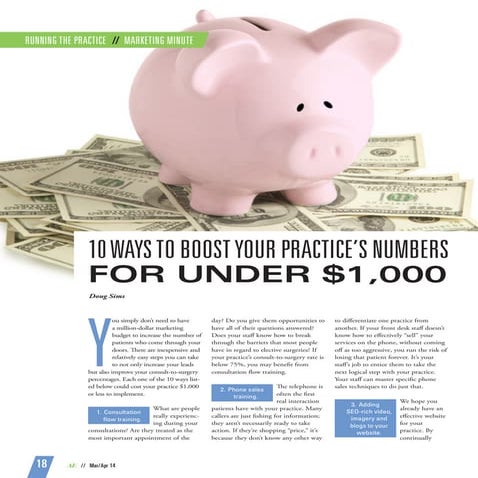 10 Ways to Boost Your Practice's Numbers For Under $1000