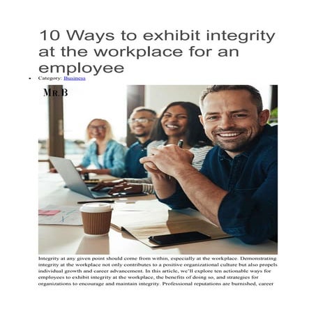 10 Ways to exhibit integrity at the workplace for an employee.pdf