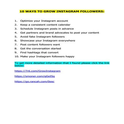 10 ways to grow instagram followers | PDF