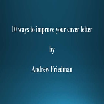 10 ways to improve your cover letter