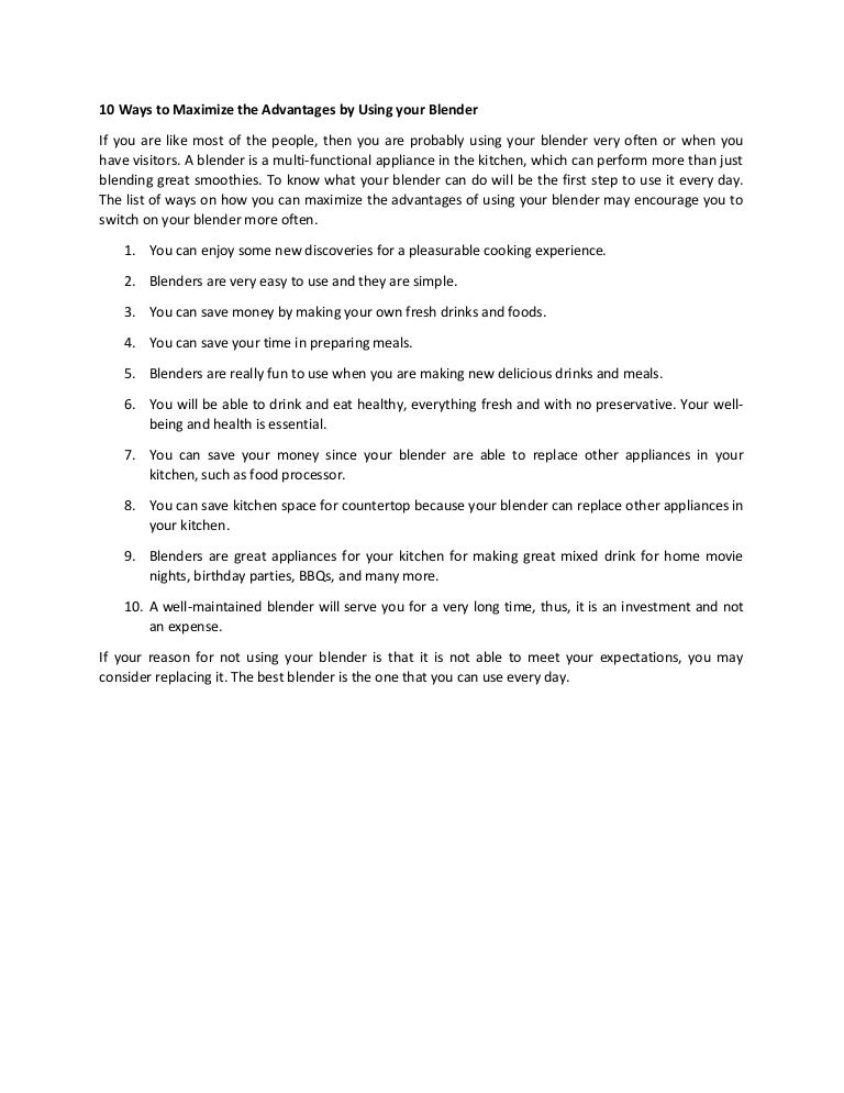 10 ways to maximize the advantages by using your blender