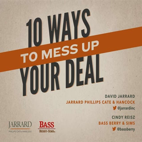 10 Ways to Mess Up Your Deal