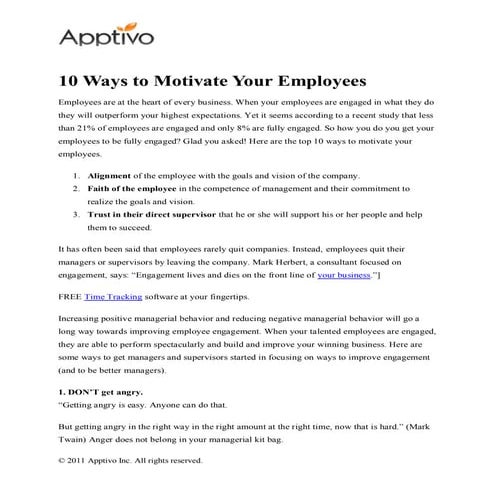 10 ways to motivate your employees