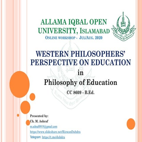 WESTERN PHILOSOPHERS’ PERSPECTIVE ON EDUCATION