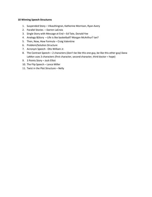 10 winning speech structures