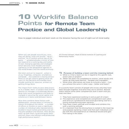 Christian Dinesen - 10 worklife balancepoints leading remote teams