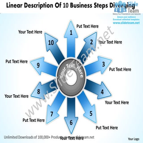 11 components diverging arrow process diagram circular flow layout ...