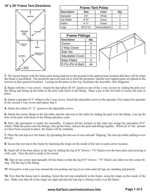 10 x 30 Frame Tent Installation Instructions