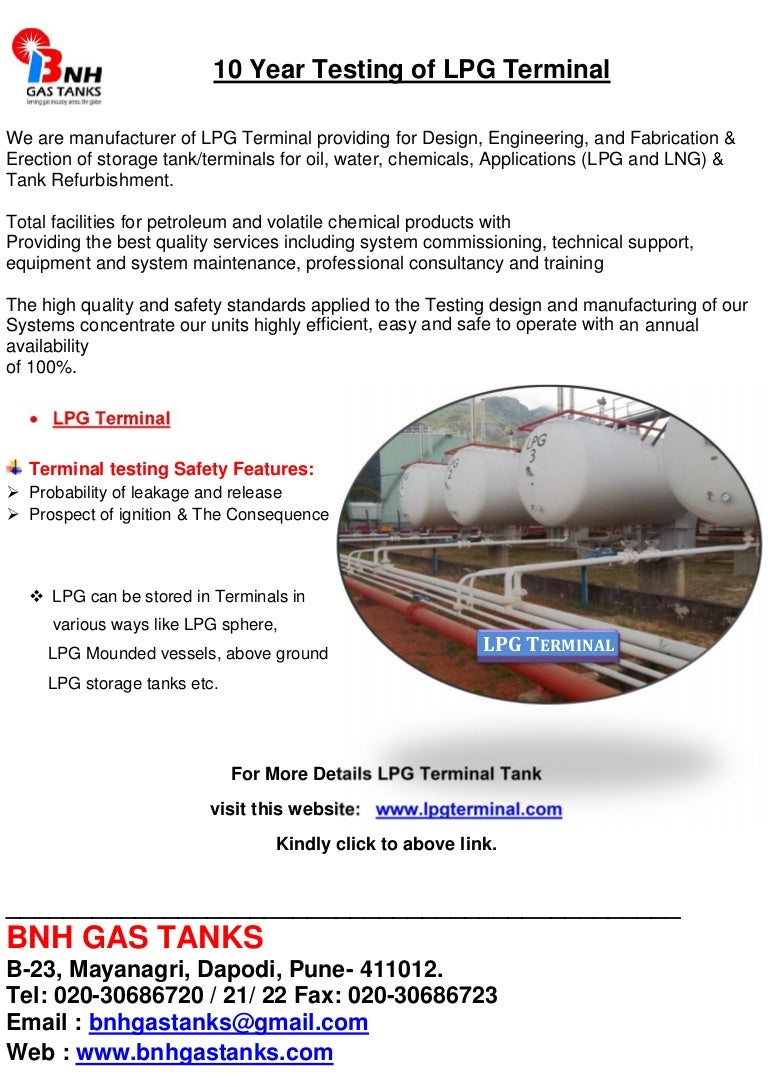 10 year testing of lpg terminal tank