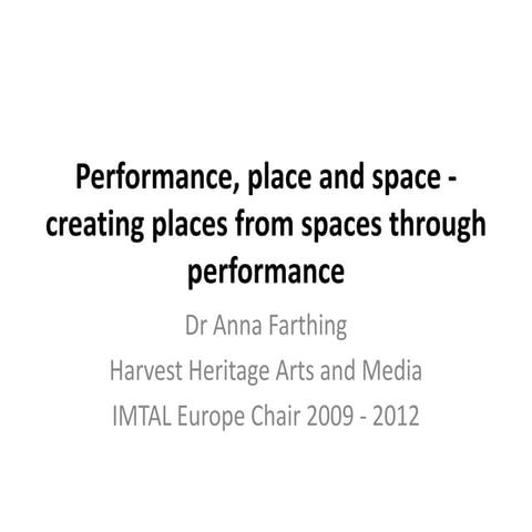 Performance, place and space - OpenArch Conference, Foteviken 2012 | PPTX