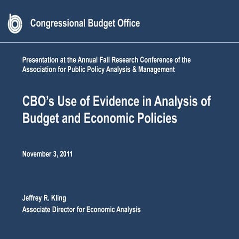 CBO's Use of Evidence in Analysis of Budget and Economic Policies