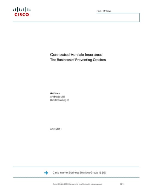 Connected Vehicles—Insurance: The Business of Preventing Crashes 
