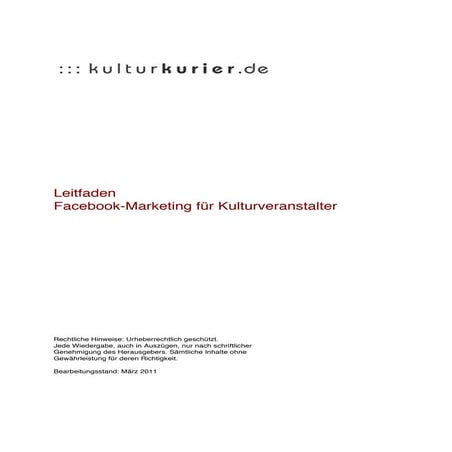 Facebook Leitfaden für Kulturveranstalter 