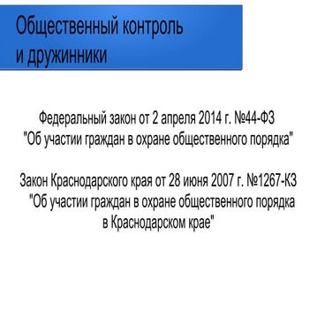 Общественный контроль и дружинники 