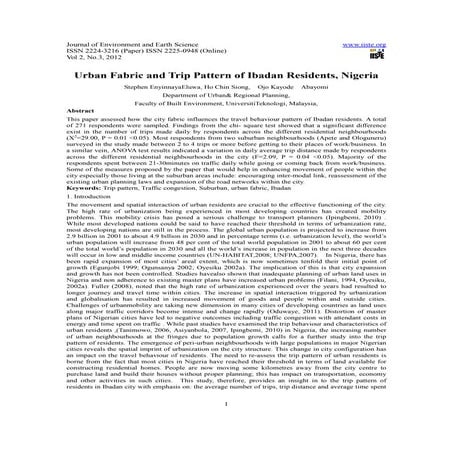 11.[1 8]urban fabric and trip pattern of ibadan residents, nigeria | PDF