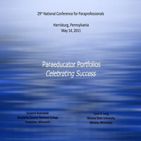 Paraeducator Portfolios: Celebrating Success