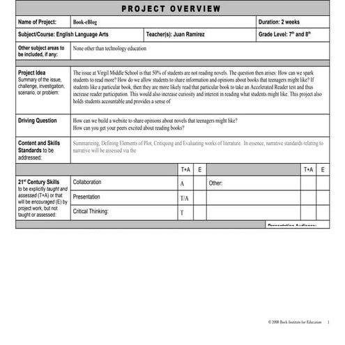 First PBL Project: Book trailer