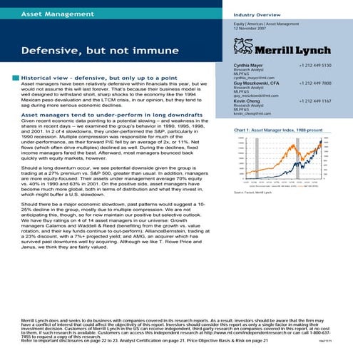 Asset Managers - Defensive But Not Immune