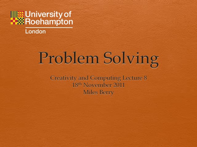 Problem Solving | PPT | Games and Puzzles | Hobbies & Interests