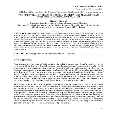 THE POTENTIAL OF DEVELOPING IRAQ SMARTPHONE MARKET AS AN  EMERGING AND LUCRAT...