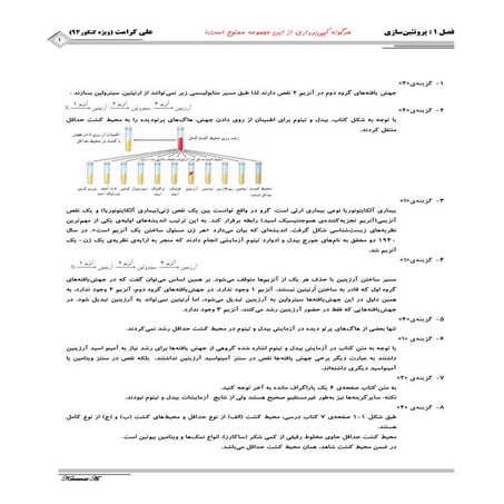پاسخ نامه ی کامل تست های فصل1 زیست پیش دانشگاهی 