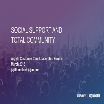 Social Support and Total Community