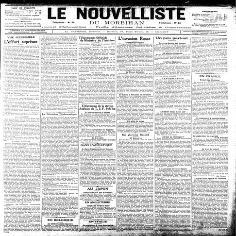 Le Nouvelliste du Morbihan - du 11 au 16 octobre 1914