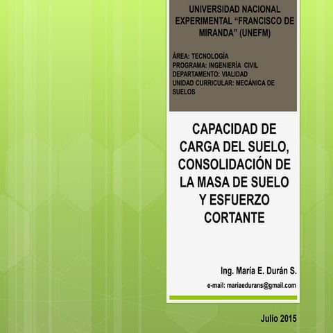 TEMAS 5 Y 6. CAPACIDAD DE CARGA DEL SUELO, CONSOLIDACIÓN Y ESFUERZO CORTANTE