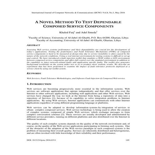 A NOVEL METHOD TO TEST DEPENDABLE COMPOSED SERVICE COMPONENTS